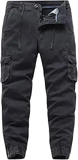 [ebossy] Men's Multi-Pocket Military Combat Ripstop Jogger Cargo Pants with Rib Cuff