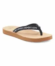 New Sanuk Women's Fraidy Tribal Sandals Black & White Sz 10 Flip Flops NWT A2801