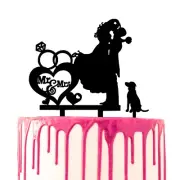 CARISPIBET Wedding Cake Topper Groom Picks up Bride and Kiss her Mr & Mrs Script