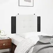 Headboard Cushion Black and White Faux Leather for Bed Frame, 90 x 3 x 48 cm, Headboard Wall Mounted Upholstered, Size Queen Tall, Board Bed Head
