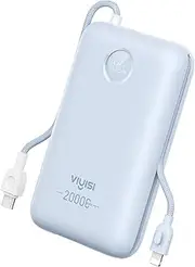 VIYISI 30W Ultra Fast Charging Power Bank 20000mAh,Portable Charger USB C with Built-in Cables,Compact Battery Pack Compatible with iPhone 15 14 13 12 11 Samsung S24 S23 S22 Fold 5 Google Pixel(Blue)