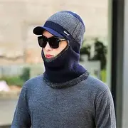 [FEATUR] Winter Aviator Pilot Cap,Winter Siamese Windproof hat, hat with Ear Flaps, Unisex Warm Winter Hat Winter Beanie Hat for Men Women Winter Beanie Wool Scarf Cap (Color : C, Size : One Size) (Color : A
