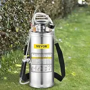 Happybuy 2Gal Stainless Steel Sprayer, Set with 20" Wand& Handle& 3FT Reinforced Hose, Hand Pump Sprayer with Pressure Gauge&Safety Valve, Adjustable Nozzle Suitable for Gardening and Sanitizing