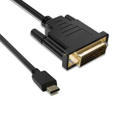 USB-C to DVI, 6 Feet / 1.8M 1080P Gold Plated Type C to DVI Cable, Compatible wi