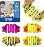 Squishy Tube Sensory Toys for Kids: Sensory Toys for Autistic Kids Glitter Sensory Squeeze Tube Anxiety Relief Toy for Ages 3 to Adults Easter Basket Christmas Stocking Stuffers 4-Pack Multi-Color