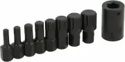 PK Tool 9pc Impact Spline Bit Set 1/2” DR 12mm Hex Base Cr-Mo High Torque Use