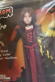 Jazgrom Child Halloween Costume Girl Vampire Outfit & Collar Necklace Large