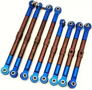 8pcs S2 Hard Steel Adjustable Front and Rear Toe Links Push Rods with Aluminum Ends Blue for Traxxas 1/16 Mini E-Revo Summit 7138 7118