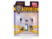 "Police Line 2" 6 piece Diecast Set (4 Police and 1 Dog Figure) 1/64 Scale Model