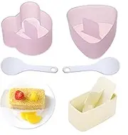 Ai-OUMLEEF 5Pcs Triangle Onigiri Mold Set, Non-Stick Triangle Sushi Rice Mold with Small Rice Scoop, Pink and Beige, Polypropylene