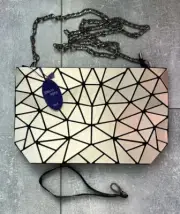 Emilio Pepe Geometric Crossbody Clutch Purse Wristlet Metallic Gold Hues Bag New