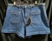 Monsoon Lucille Blue Eco Denim Shorts UK 18 EU 46 US 14 NWT
