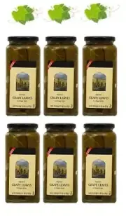 Imported Pickled Grape Leaves in Brine 6 Glass Jars, Net Wt. 1 lb (454g)