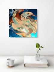 Original art acrylic painting on canvas ( 14"X14") Coral Mist Abstract