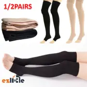 1/2Pair Open Toe Support Medical Thigh High Compression Stockings Varicose Veins