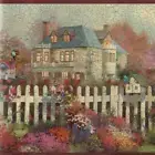 Victorian White House with Picket Fence Birdhouse Flower Garden Wallpaper Border
