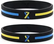 [Inkstone] (12-Pack) Down Syndrome Awareness Ribbon Bracelets - Wholesale Pack of 1 Dozen Unisex Silicone Rubber Wristbands in Bulk for Men Women