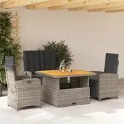 4 Piece Garden Dining Set with Cushions Grey Poly Rattan, Furniture Sets, Patio Furniture