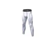 Men'S Compression Pants Baselayer Cool Dry Sports Tights Leggings - White