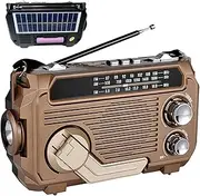 Solar Radio - 1000mah Solar Powered Weather Radio | with Flashlight Wireless Speakers, Portable Survival Gear for Outdoor Camping Power Outage Wilderness Survival Storm Warning