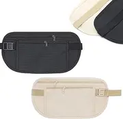[Norhogo] 2 pcs Travel Money Belt Hidden Wallet, Money Belts for Travel Hidden Men, Money Waist Bag with Adjustable Elastic Strap for Security Pouch Passport Cash Money Waist Money Hip Pouch, 26 * 13cm,