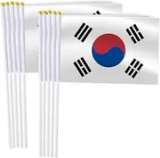 Korea Handheld Small Flag Set,10 PCS 5×8 Inch Mini South Korean Hand Held Banner,Tiny Digital Printed Polyester Banner