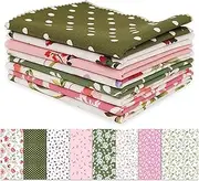Soimoi 8 Pc Fat Quarter Bundle- Florals Print 18"x 22" DIY Patchwork- 100% Cotton Pre-Cut Quilting Fabric Pink-Green-White