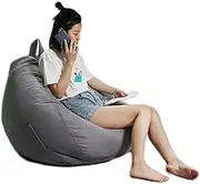 UYSOFRCV Bean Bag Covers Without Filling, Premium Cotton Canvas Chair Lazy Lounger Storage Sofa Slipcover with Handle with Side Pockets for Adults and Kids,Gray,S