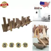Stylish Wall-Mounted Coat Rack with 22 lbs Hook Capacity - Handmade Walnut Art