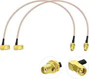 Bingfu SMA Female Bulkhead Mount to SMA Male Right Angle RG316 Antenna Extension Cable 12 inch 30cm 2-Pack Compatible with 4G LTE Router Cellular RTL SDR Receiver