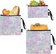 Caihoyu Colorful Tie Dye 3 pack Reusable Sandwich and Snack Bags Waterproof Food-Safe Storage Zipper Bag for Travel Items, Home Organization