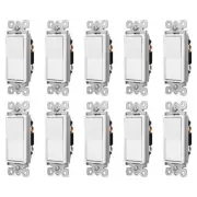 10PACK GREENCYCLE Single Pole Light Switch White,On/Off Rocker Switch 15A,UL/CUL
