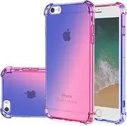 Gufuwo iPhone SE (2016)/5s/5 Cute Crystal Case, Gradient Slim Anti Scratch Soft Clear TPU Phone Case, Shockproof Case for iPhone 5/5s/se (Blue/Pink)