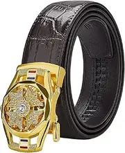 [Generic] Leather Ratchet Belt for Men with Rotate Buckle Work belt for Casual Jeans