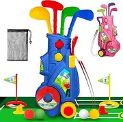 GMAOPHY Toddler Golf Set - Kids Golf Clubs with 6 Balls, 4 Golf Sticks, 2 Practice Holes and a Putting Mat - Promotes Physical & Mental Development - Toys for 2 3 4 5 Year Old Boys