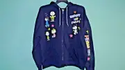 Peanuts Snoopy and Friends Navy Graphic FULL Zip Hoodie SIZE LARGE NWT