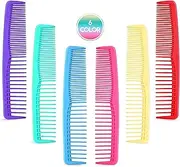 QITIMIR Colorful Hair Comb Set 6 Colors in Pack, Hair Combs For Women and Men and Kids, Detangler Comb, Wide Tooth Combs, Ideal For Cutting, Red, Blue, Green, Purple, Pink and Yellow