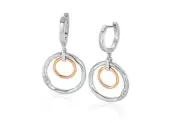 Clogau Welsh Gold Ripples Double Hoop White Topaz Creole Earrings. -3SRPP0214