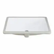 Amucolo Undermount Bathroom Sink w/ Bottom Overflow Rectangular Ceramic White
