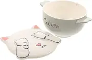 ABOOFAN Elegant Ceramic Bowl Large Soup Bowl Double Handles Microwave Safe Kids