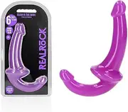Realrock Slim Glow in the Dark Strapless Strap-On Dildo, 6-Inch Length, Neon Purple