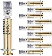1ML Borosilicate Glass Syringe With Golden Metal Plunger | 100 Pack | Anti-Leak Luer Lock Without Needle | Accurate Measuring for Liquid, Glue, Oil