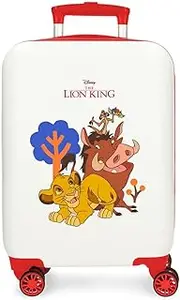 Joumma Disney Simba & Friends Cabin Suitcase White 33 x 50 x 20 cm Rigid ABS Side Combination Lock 28.4L 2 kg 4 Double Wheels Luggage Hand Luggage, White, Cabin Suitcase, White, Cabin Suitcase