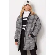 EVEREVE NWT Georgetown Reversible Leather Plaid Long Jacket // XS