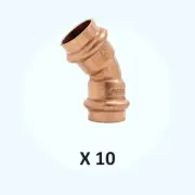 3/4" Propress Copper 45 Degree Elbow (PxP) Press Fitting, (10 Pack)