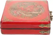 [Gatuida] Box Antique Jewelry Box Antique Trinket China Aesthetic Vintage Decor Rustic Storage Lacquer Women Retro Small Vintage Jewelry Trinkets Handmade Elegant Item Red Iron