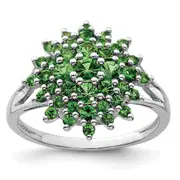 Sterling Silver Rhodium Tsavorite Garnet Ring