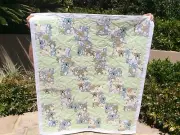 Handmade patchwork quilt. Baby cot quilt cute koalas in green (#79)