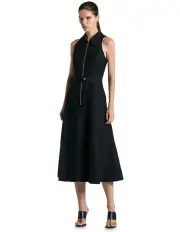 [Cue] Linen Blend Midi Dress in Black