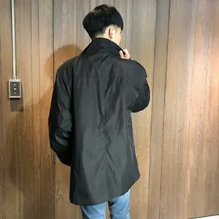 美國百分百【全新真品】Calvin Klein 長版風衣 外套 夾克 CK 長大衣 假兩件 男裝 黑色 L號 D293